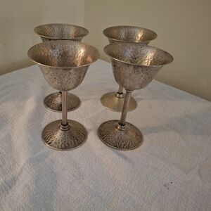 Vintage Bernard Rice's Son's Hammer Silver Plate Coctail Stems, Set Of 4
